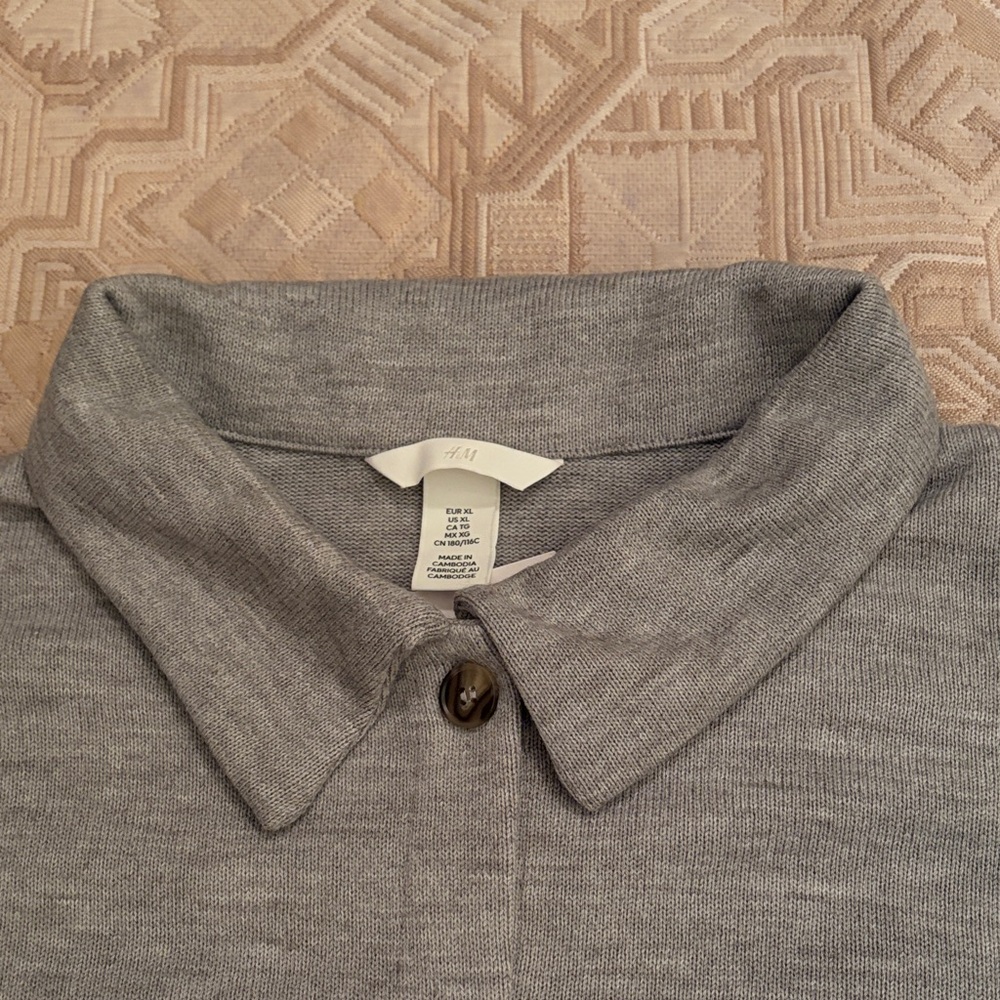 H&M Light Gray Melange Cardigan with Collar/NWT/XL - Picture 5 of 12